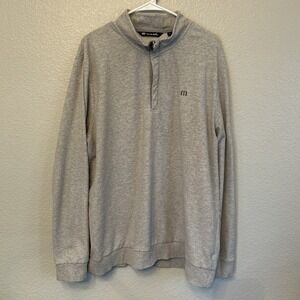 Travis Mathew Mens Cloud 2.0 Quarter Zip Grey Longsleeve Pullover Size 2XL